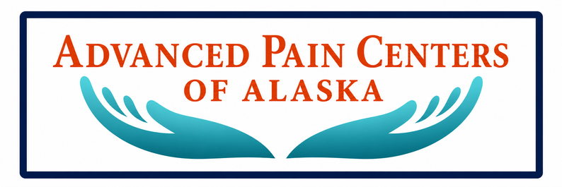 The Advanced Pain Centers of Alaska logo in dark blue.