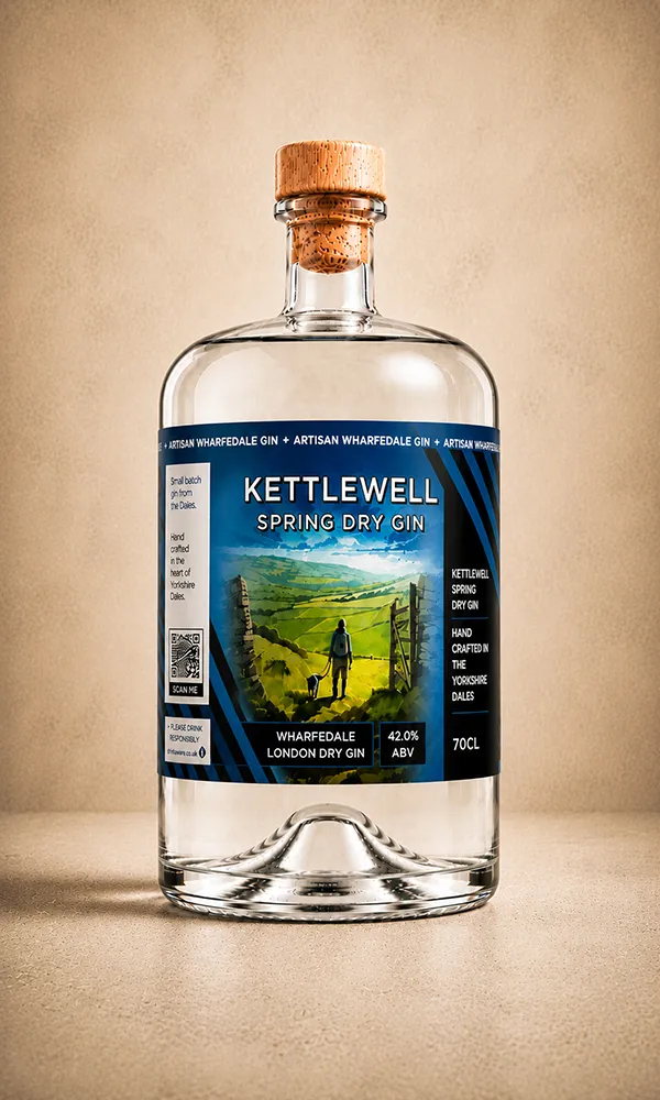 KETTLEWELL SPRING DRY GIN 70 CL: 42.0% ABV