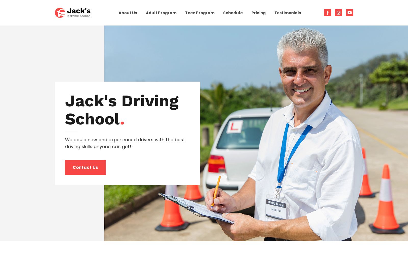 Driving School Website Design Template Image