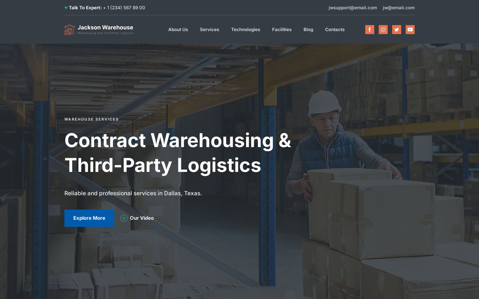 Warehouse Website Template Image