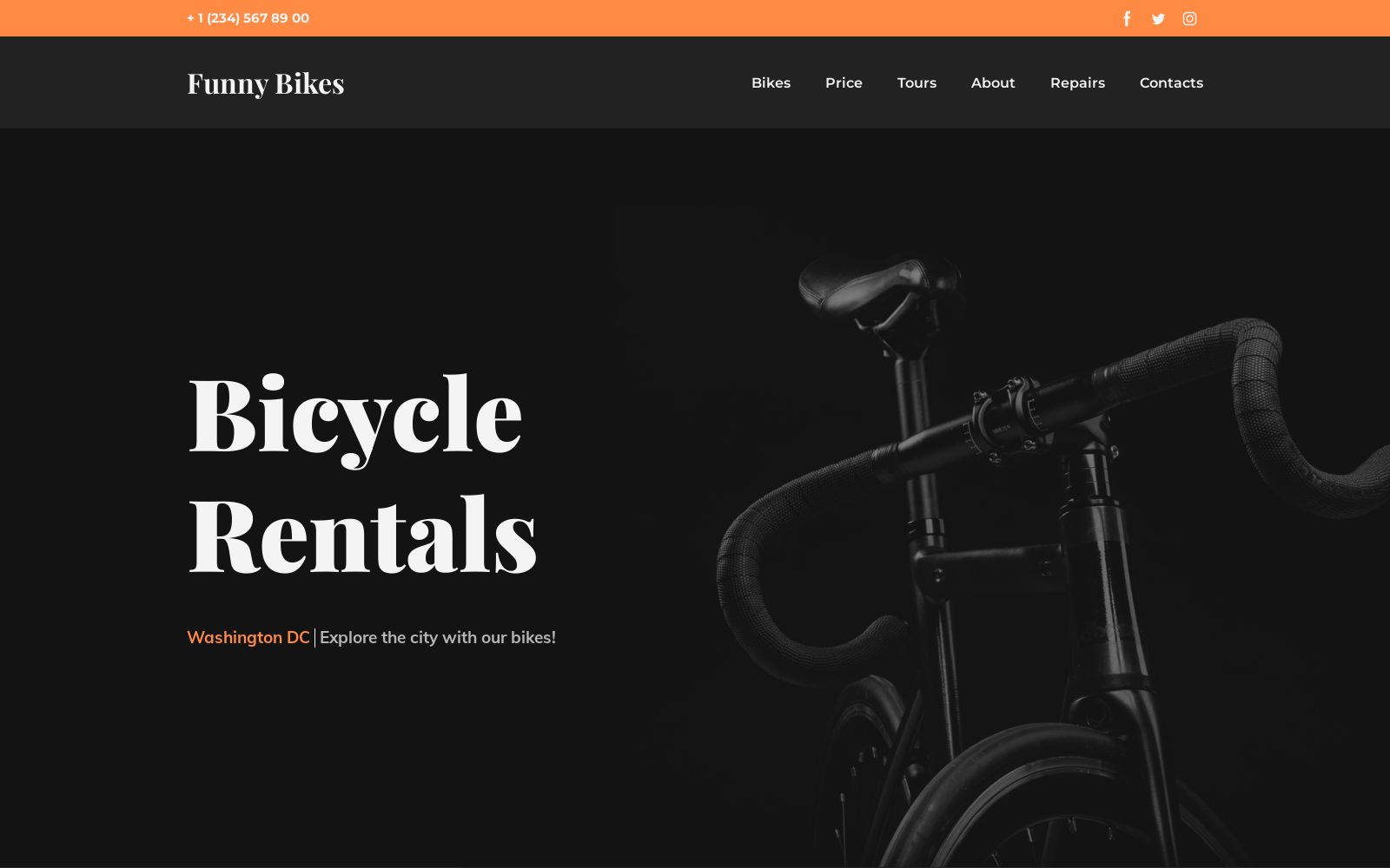 Bike Rental Website Template Image