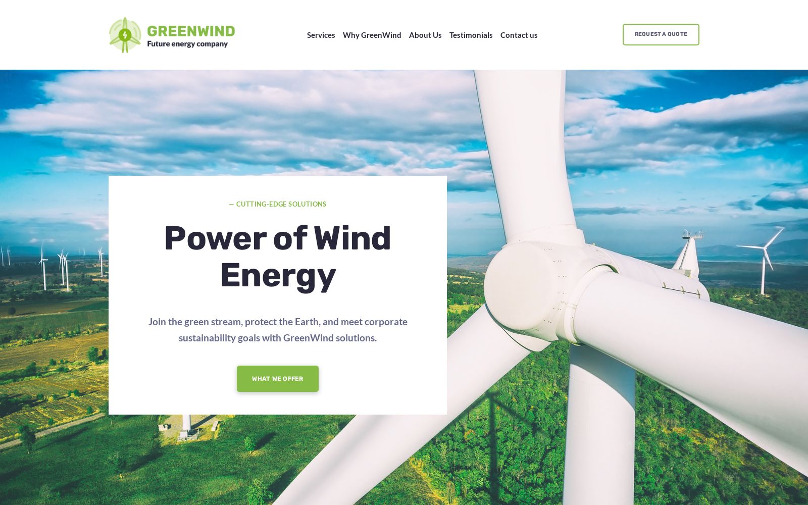 Wind Energy Website Template for Solar & Wind Systems Image