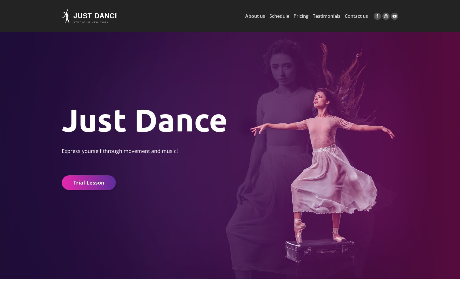 Dance Studio Landing Page Template Image