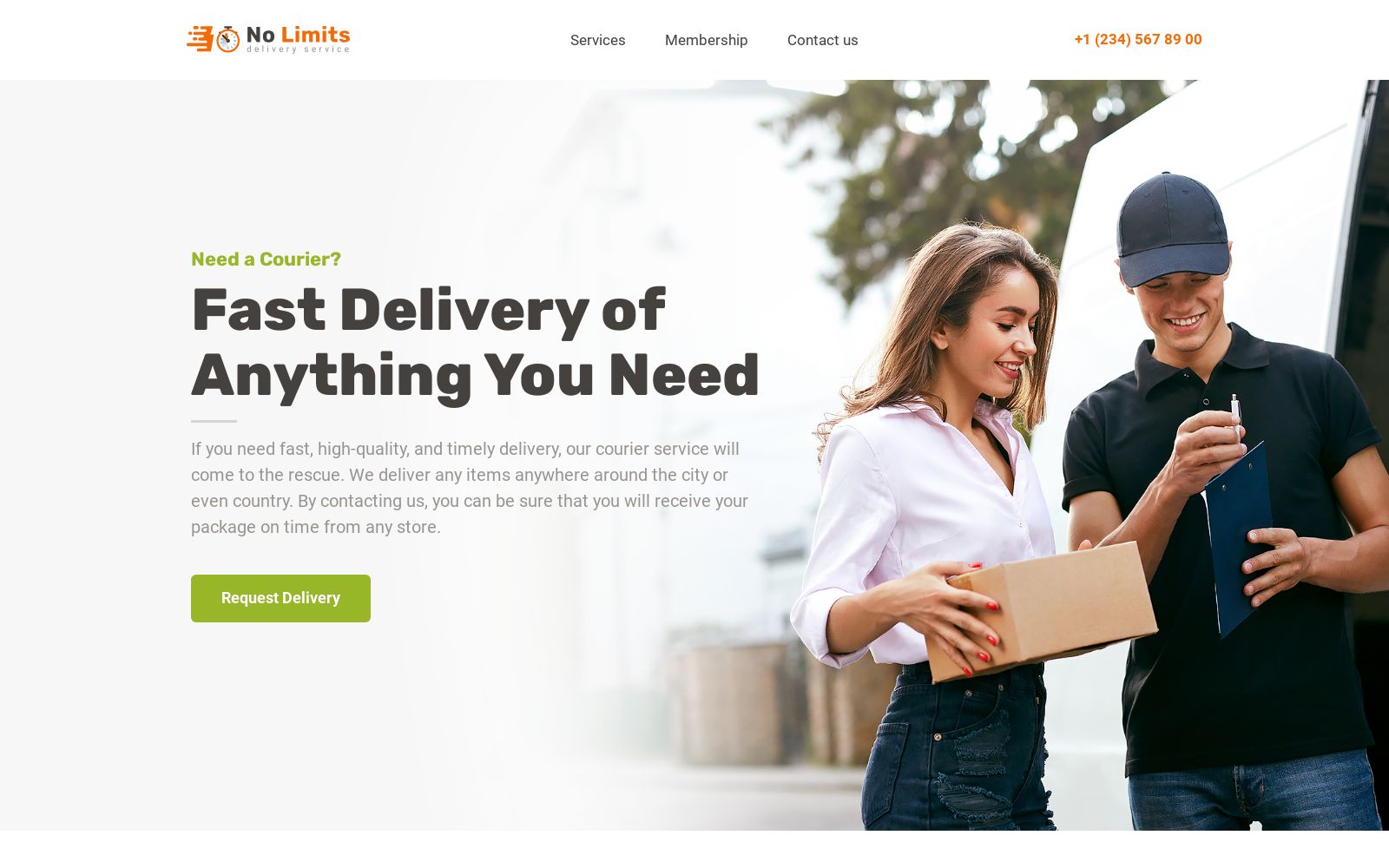 Package Delivery Website Template Image