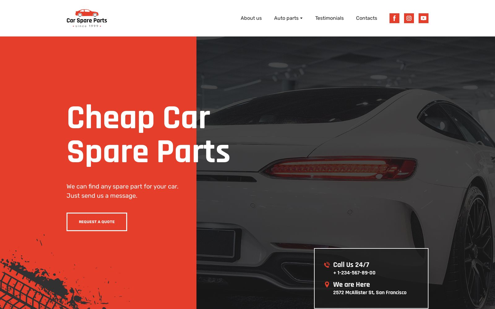 Tire Shop Website Template for Wheels and Tires Store Image