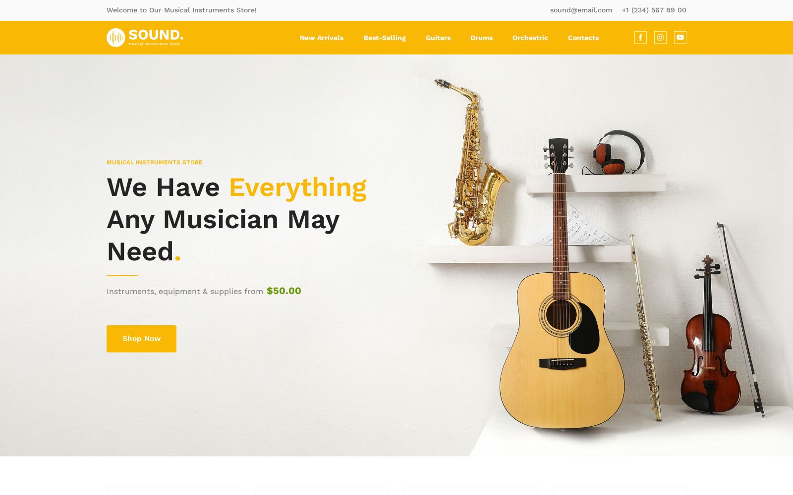 Musical Instruments Website Template for Music E-Store Image