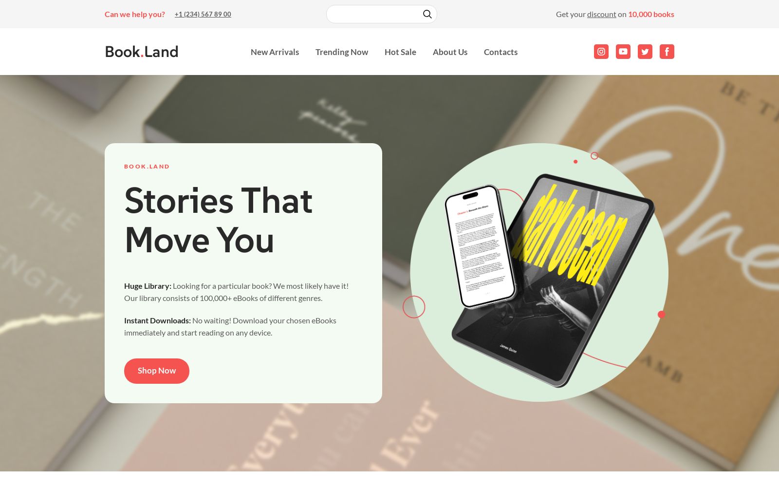 Ebook Store Website Template Image